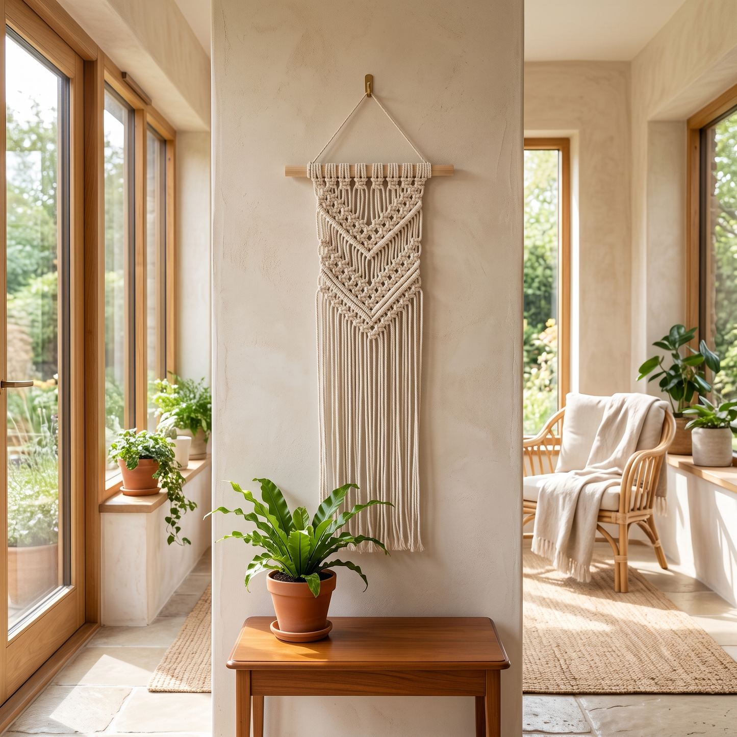 Small Decorative Macrame #43 in Biophilic Style Sunroom