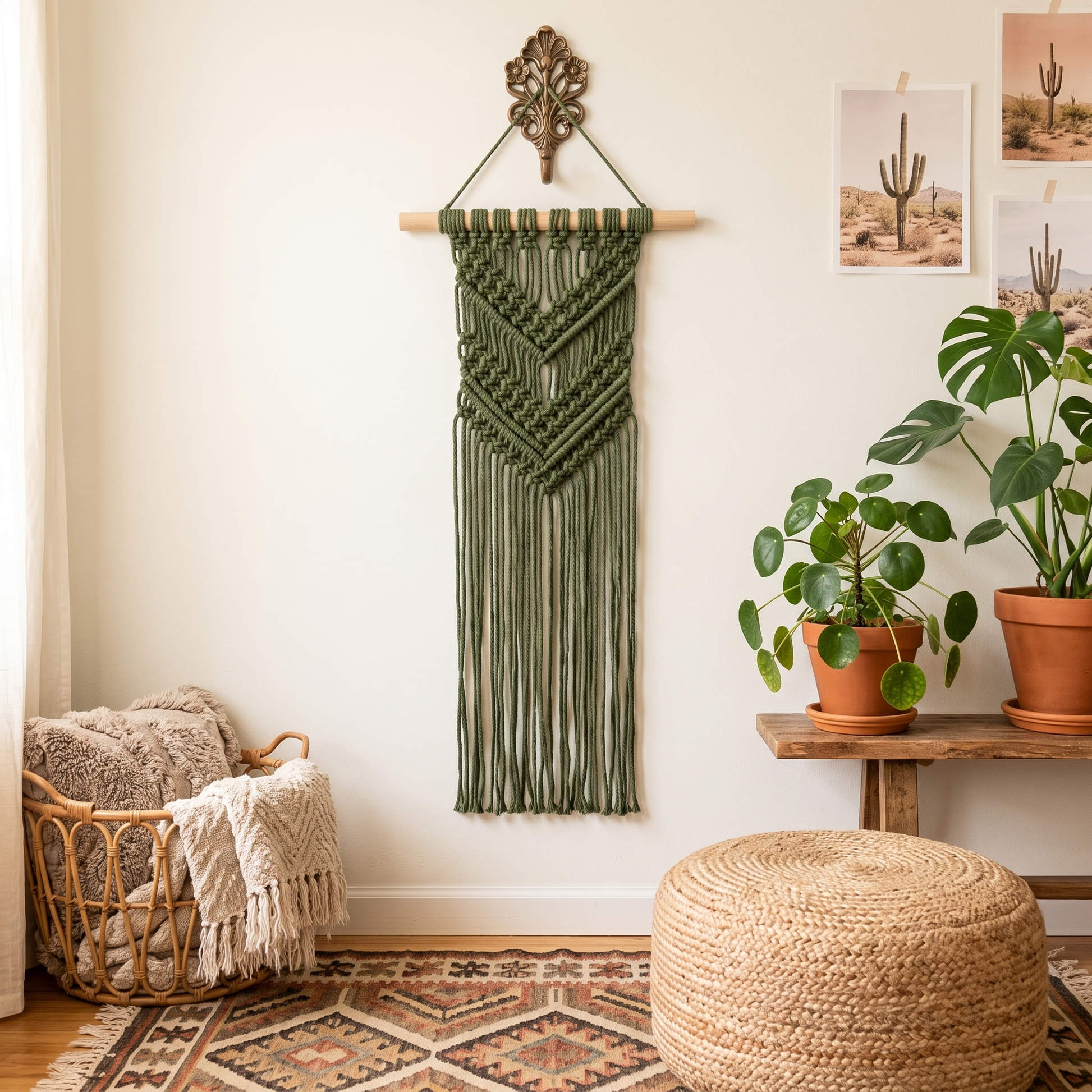 Small Decorative Macrame #43 in Boho Style Living Room