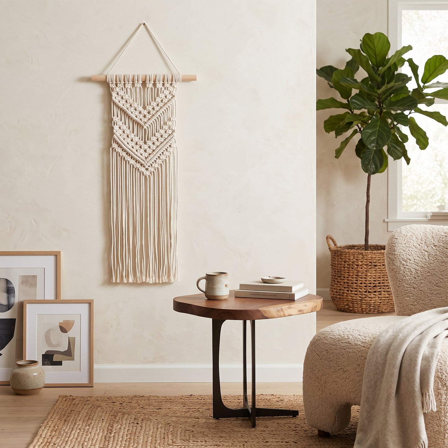 Small Decorative Macrame #43 in Modern Organic Style Living Room
