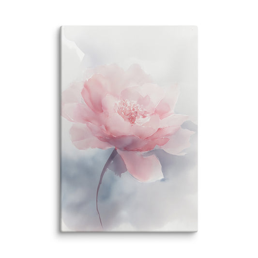 Soft Reflections Floral Digital Watercolor Painting Blush Peony Artwork Canvas Wall Art Print