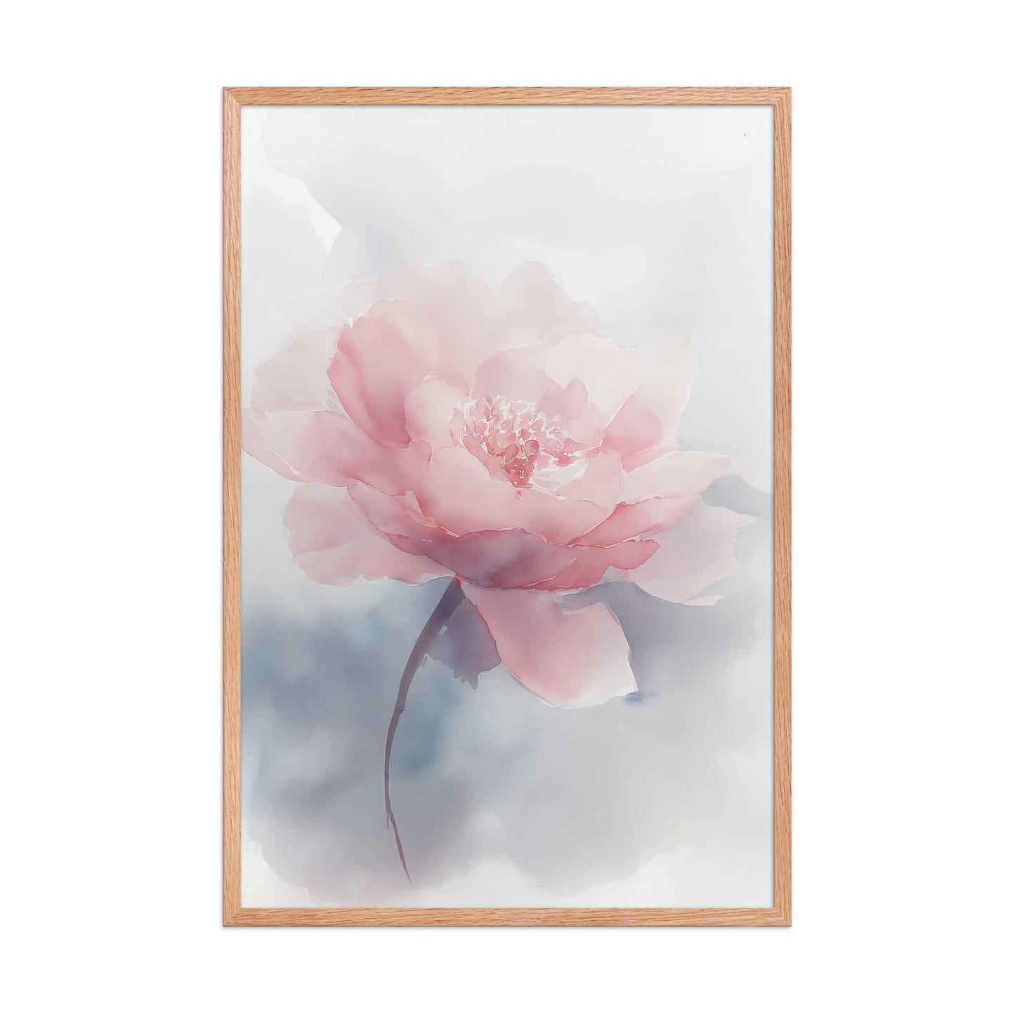 Soft Reflections Floral Digital Watercolor Painting Blush Peony Artwork Framed Wall Art Print