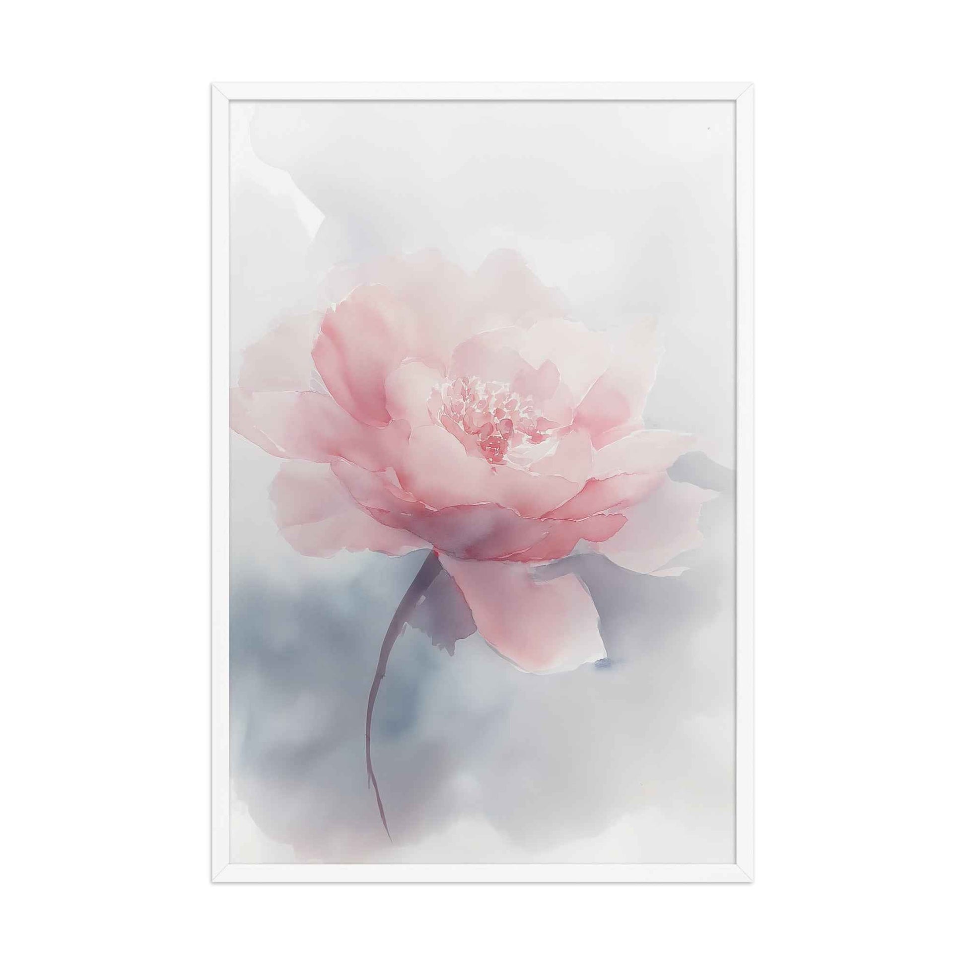 Soft Reflections Floral Digital Watercolor Painting Blush Peony Artwork Framed Wall Art Print