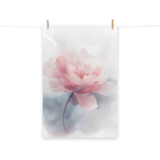 Soft Reflections Floral Digital Watercolor Painting Blush Peony Artwork Loose Art Print