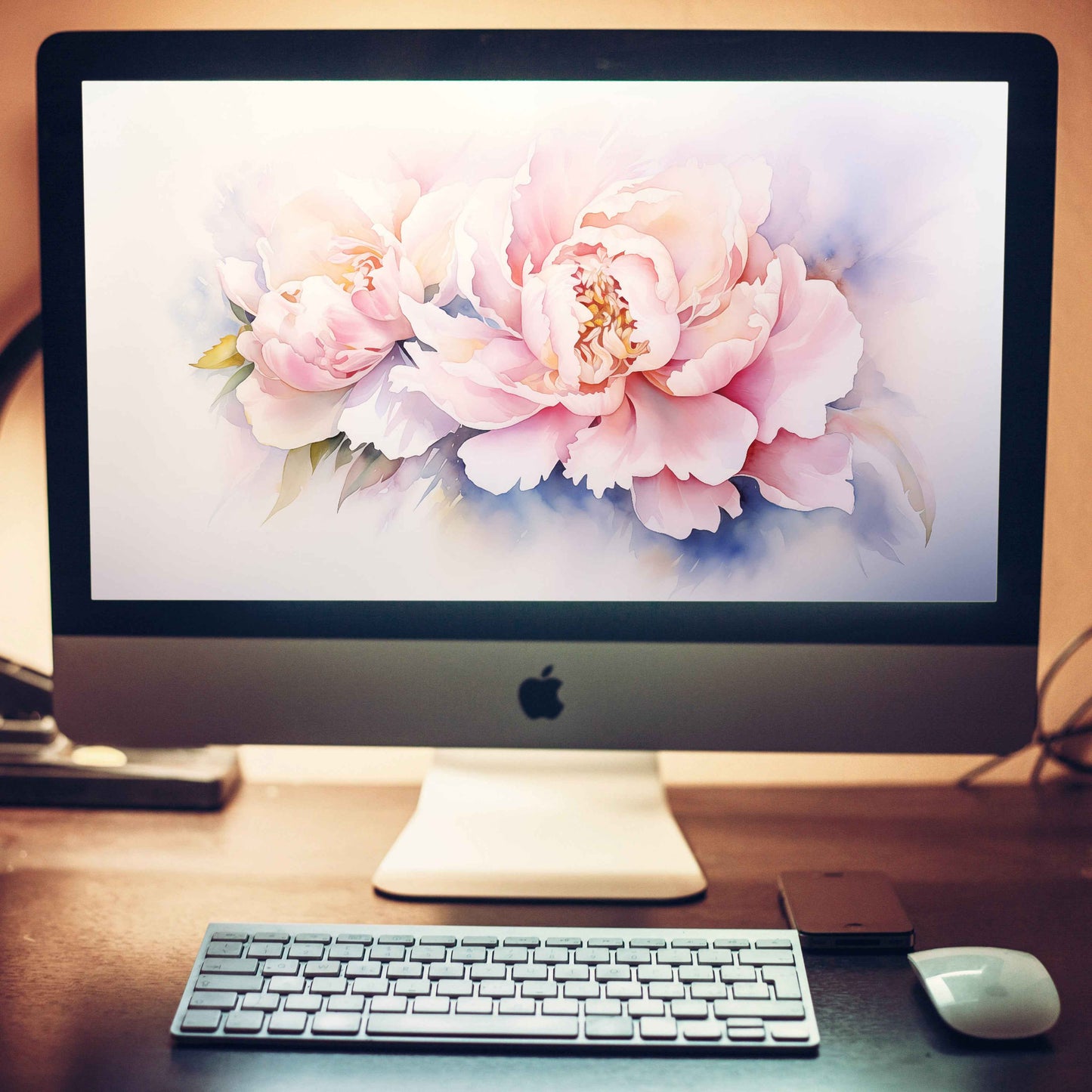 Softness in Bloom Watercolor Painting Digital Artwork Wallpaper for Computer Monitors Smart TVs and Laptop Screens