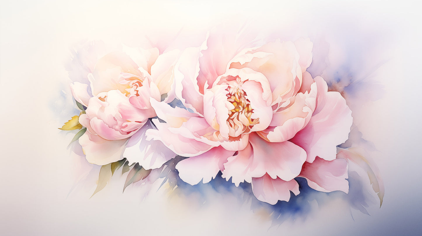 Softness in Bloom Watercolor Painting - Digital Artwork Loose Art Print