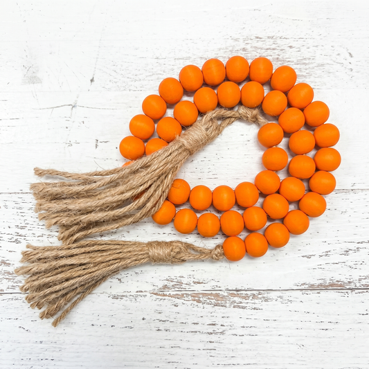 Tangerine Orange Wood Bead Garland (4)