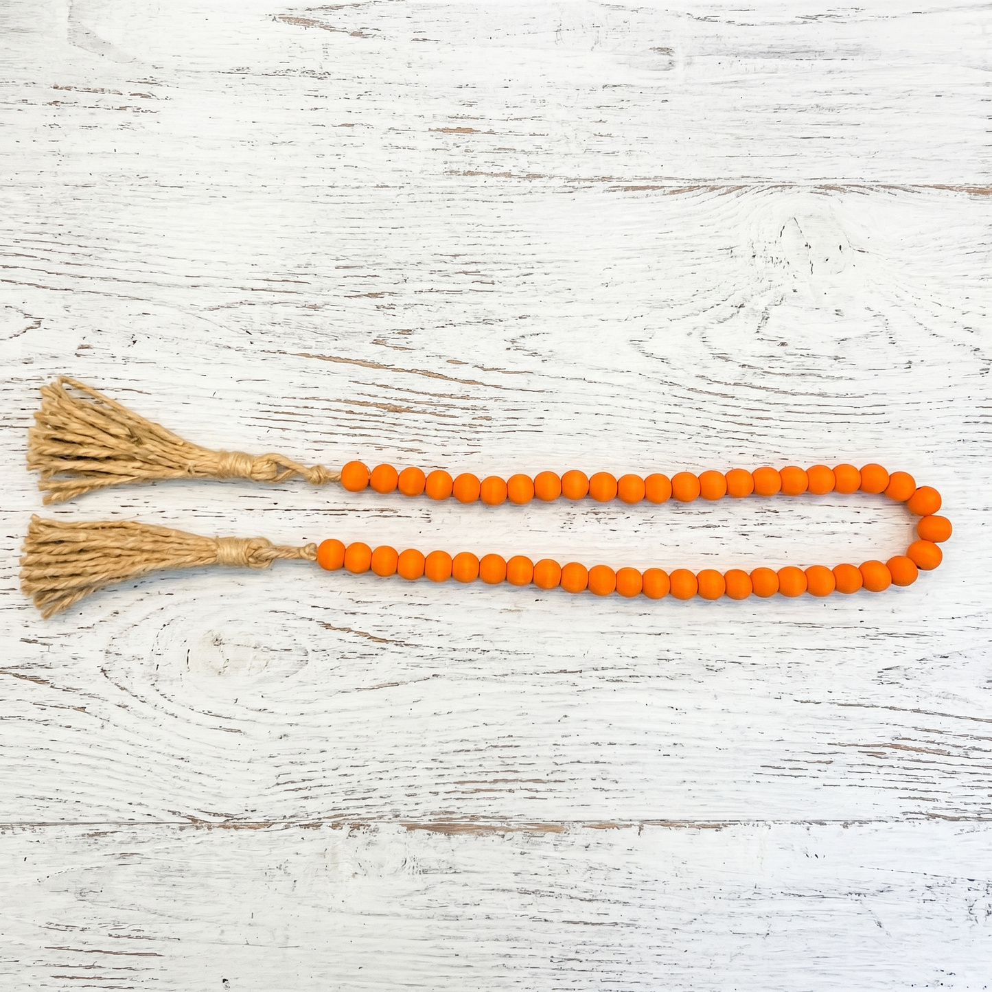 Tangerine Orange Wood Bead Garland (6)