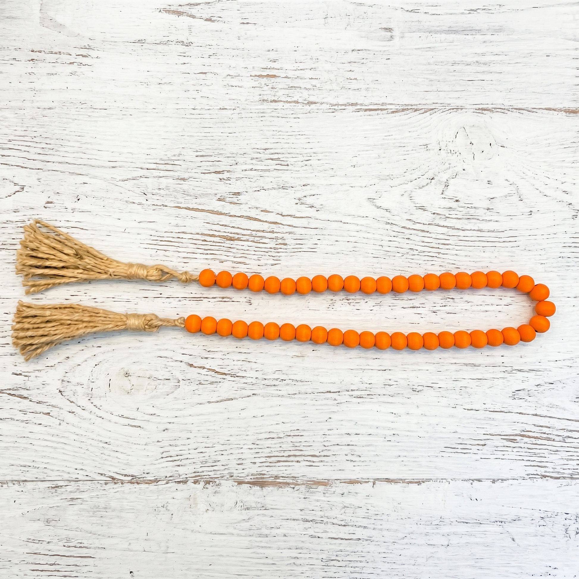 Tangerine Orange Wood Bead Garland (6)