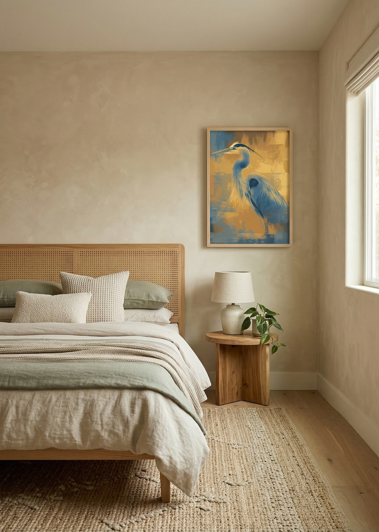 Textured Tide Wildlife Digital Painting DIY Downloadable and Printable Wall Art Print in Organic Modern Style Bedroom