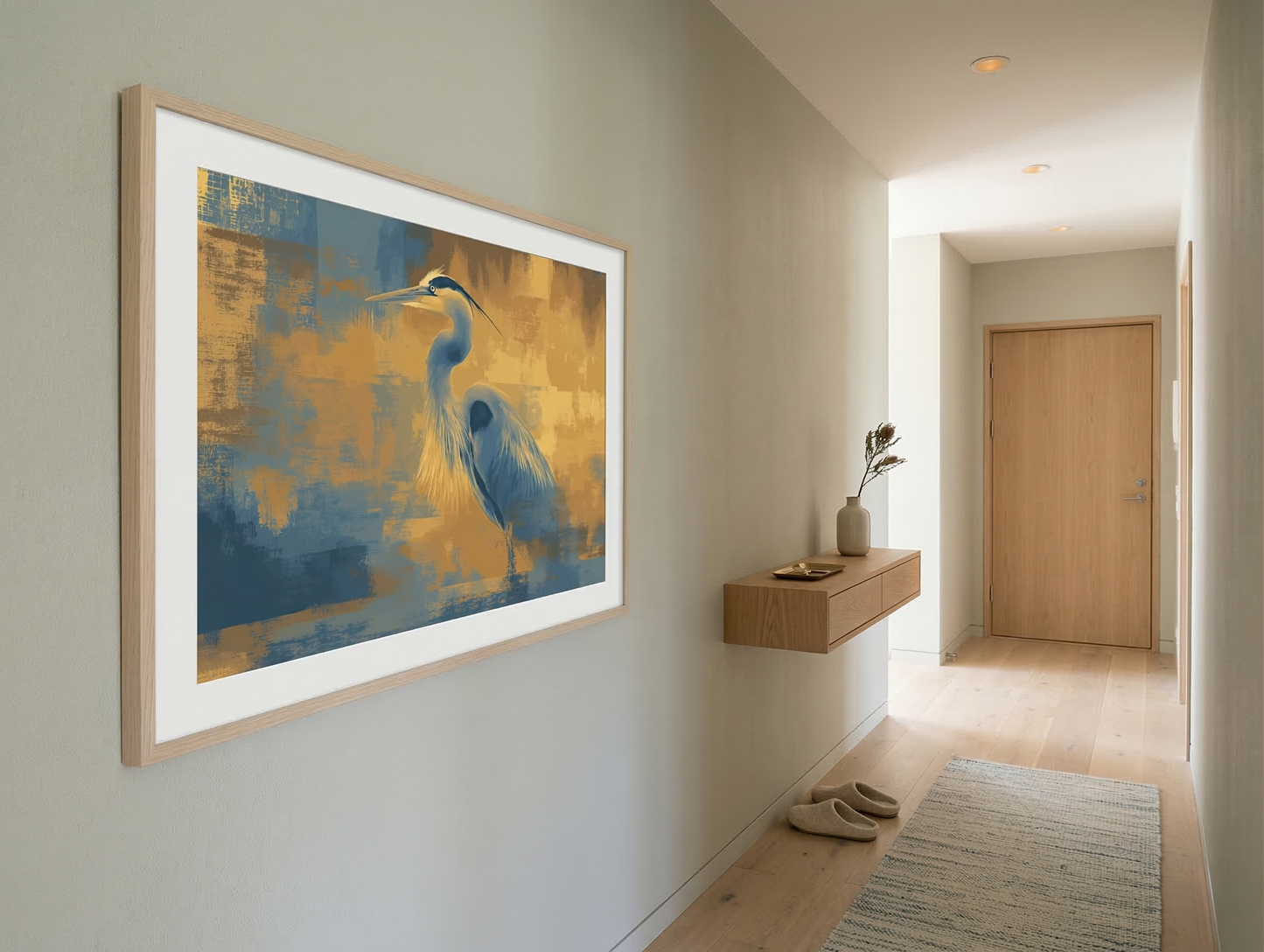 Textured Tide Wildlife Digital Painting DIY Downloadable and Printable Wall Art Print in Scandinavian Style Hallway