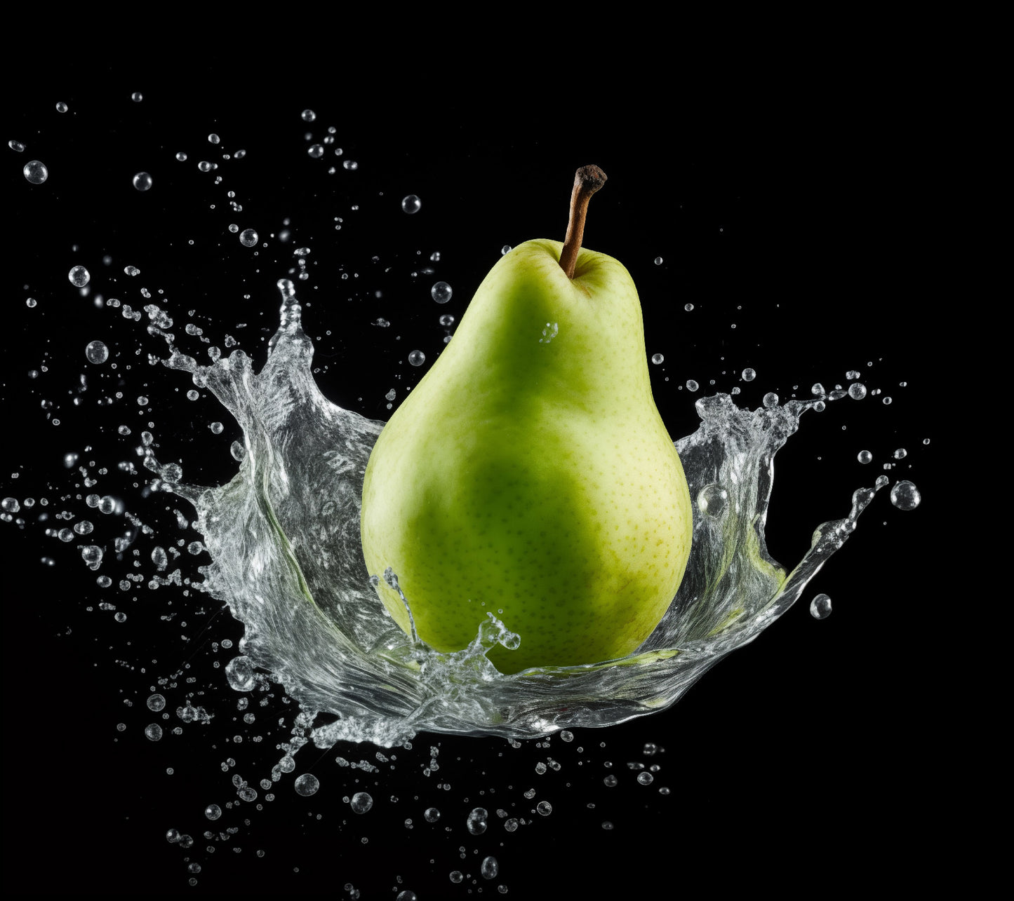 The Crisp Awakening Pear in Water Photorealism - Digital Artwork Loose Art Print