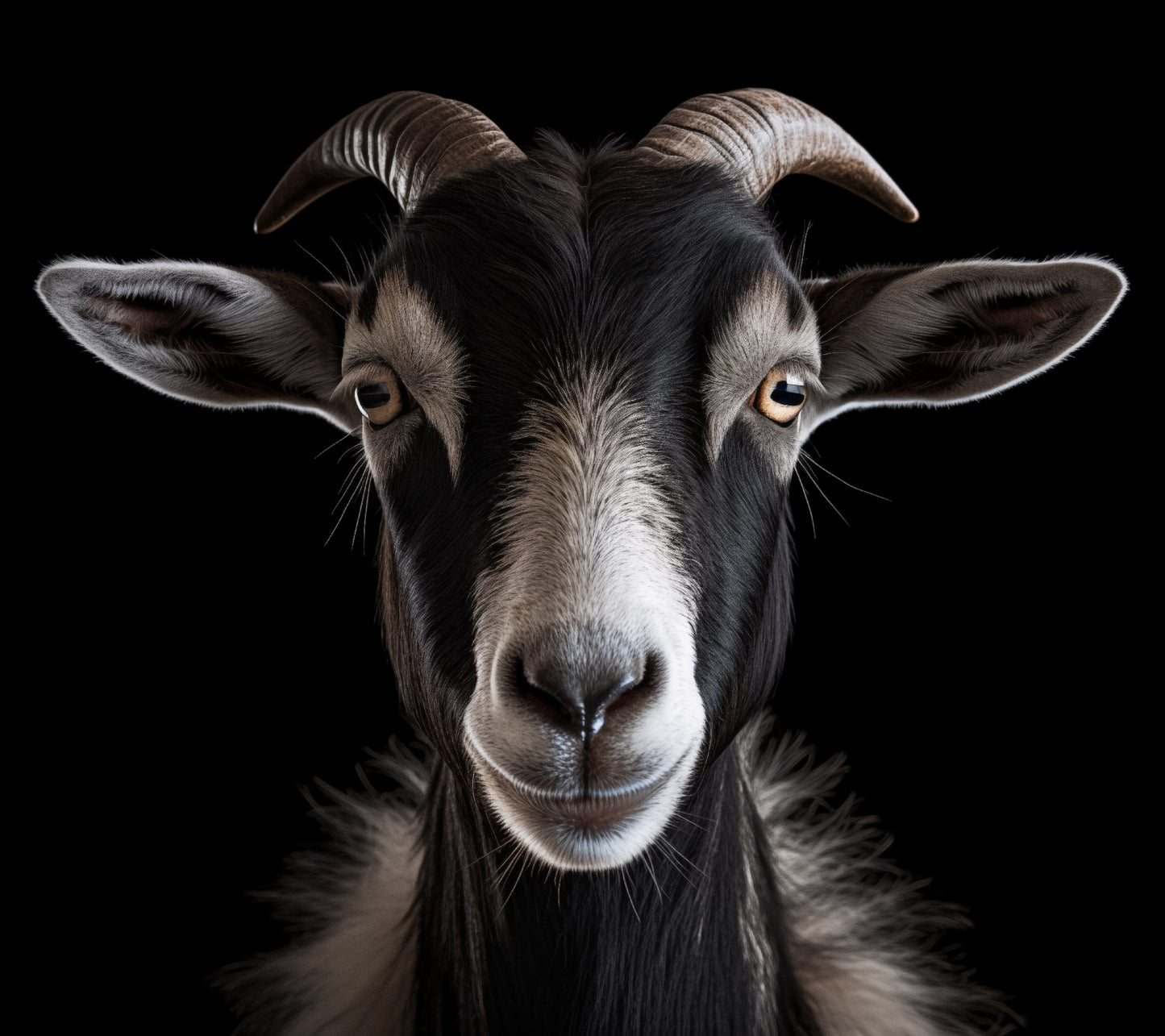 The Gaze Goat Portrait Photorealism - Digital Artwork Loose Art Print