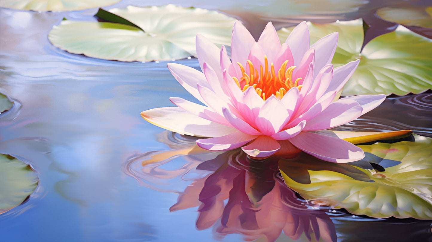 The Lotus and the Light Oil Painting - Digital Artwork Loose Art Print