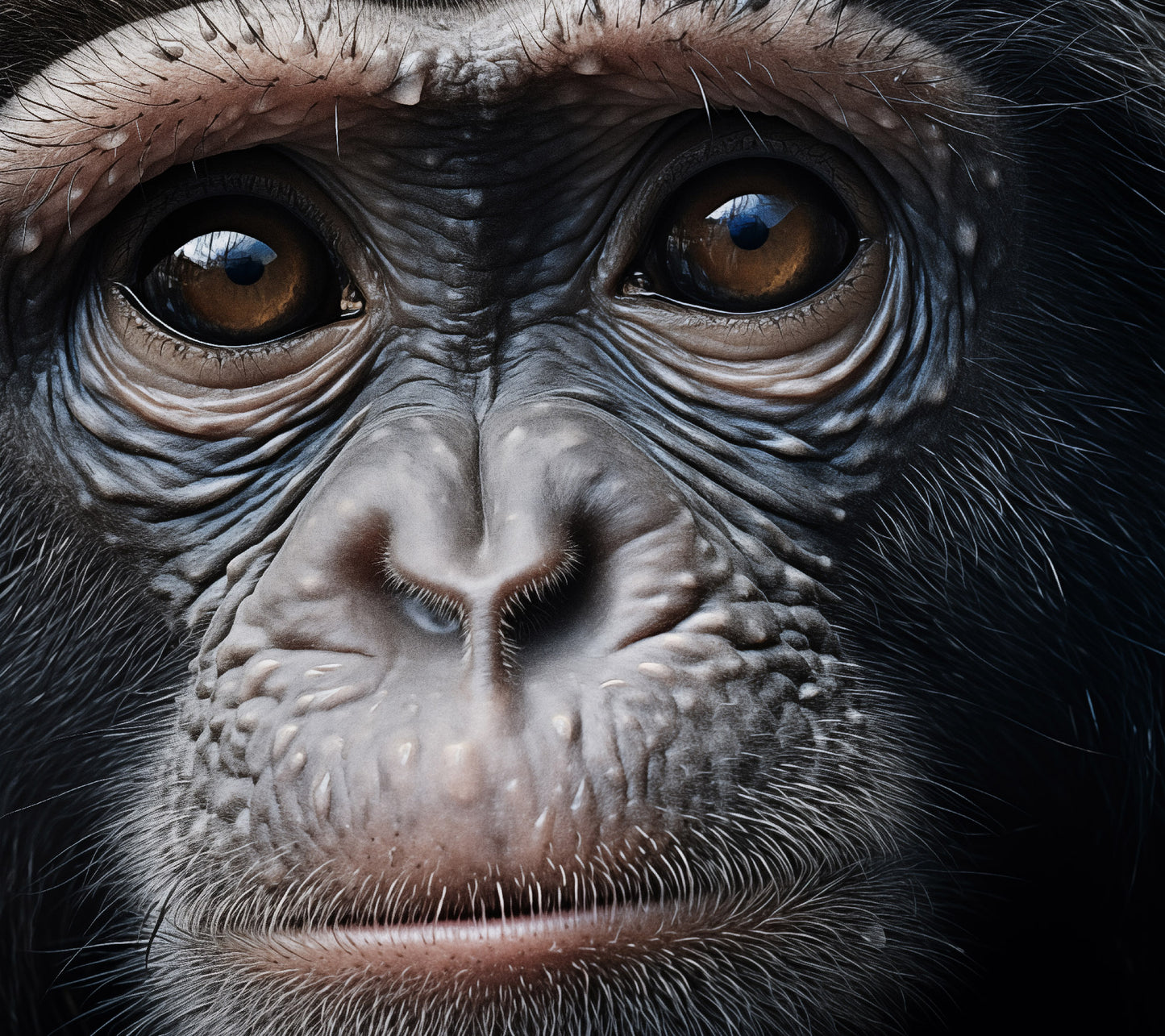 The Chimpanzee Who Stole My Heart Close-up Photorealism - Digital Artwork Loose Art Print