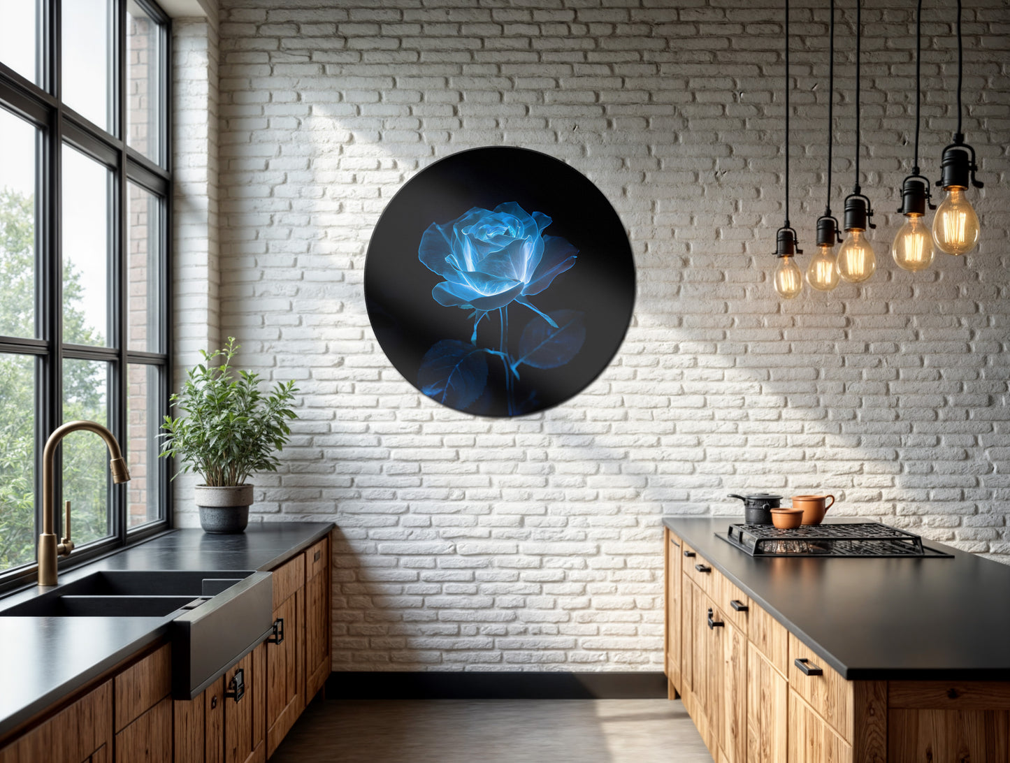 The Blue Rose Digital Art Print | Neon Bioluminescent Flower | Downloadable Abstract Art | Versatile Print Sizes Up to 40x60