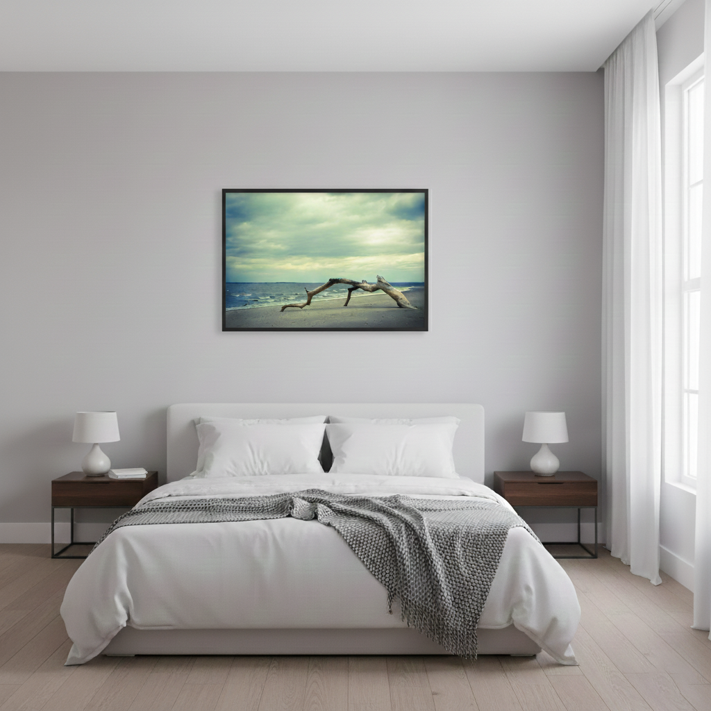 The Cove Coastal Wall Art Photography Framed in Minimalist Style Bedroom