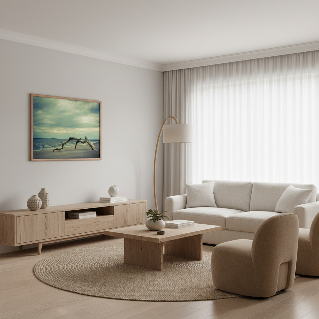The Cove Modern Coastal Home Decor Framed in Organic Modern Style Family Room
