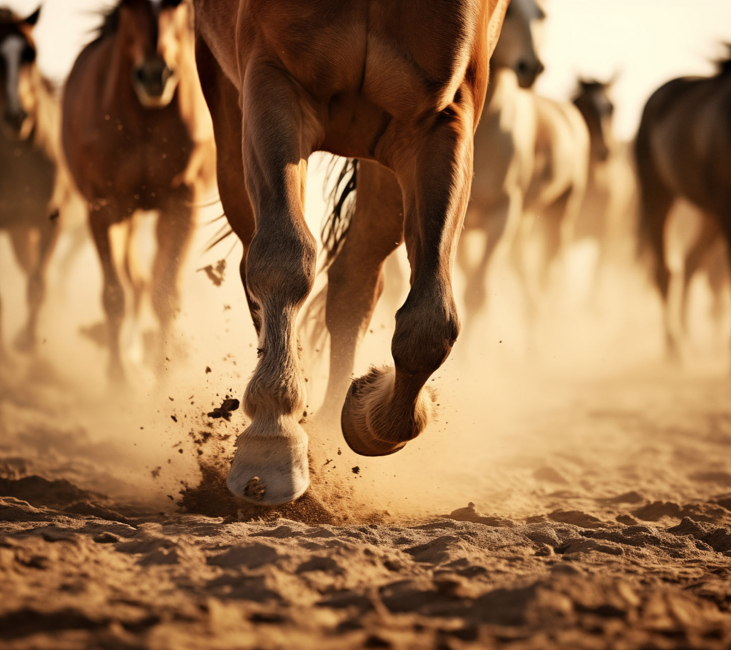 Thundering Hooves Running Horses Photorealism - Digital Artwork Loose Art Print