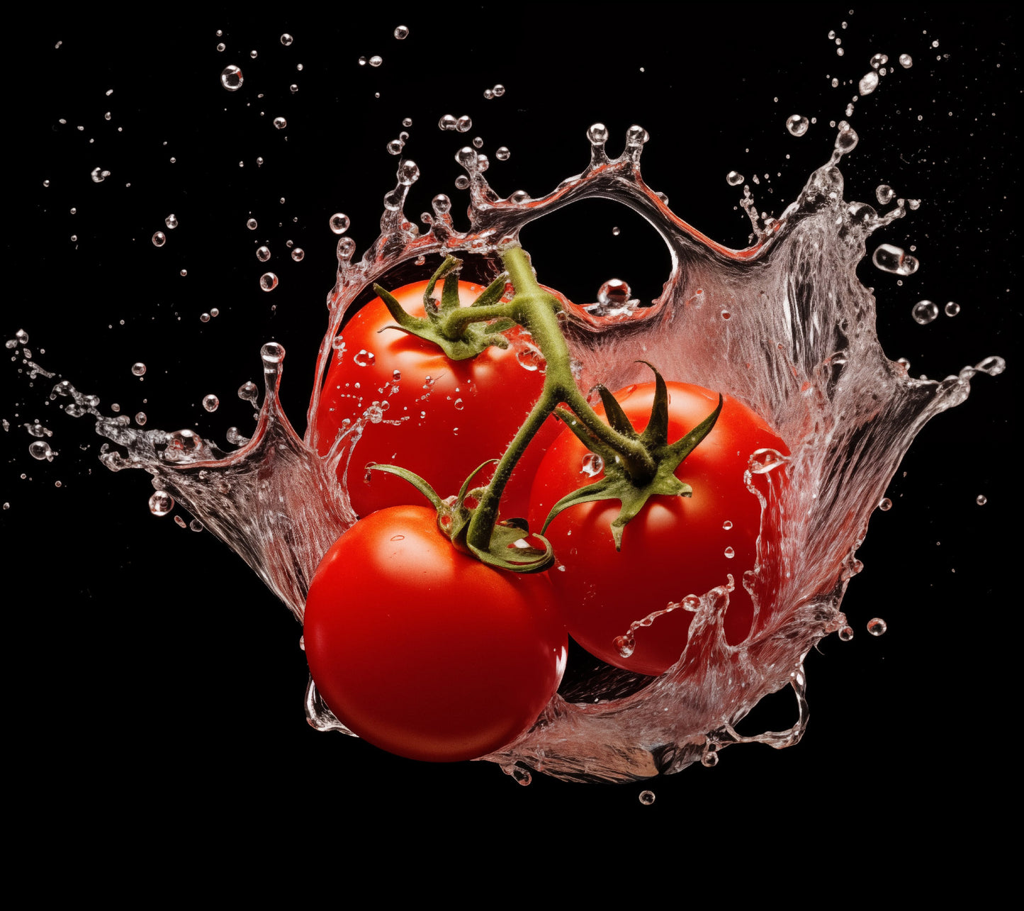 Tomato Splash - Tomatoes in Water Photorealism - Digital Artwork Loose Art Print