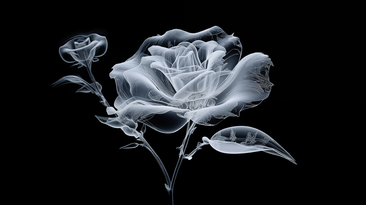 Translucent Rose X-Ray Effect - Digital Artwork Loose Art Print