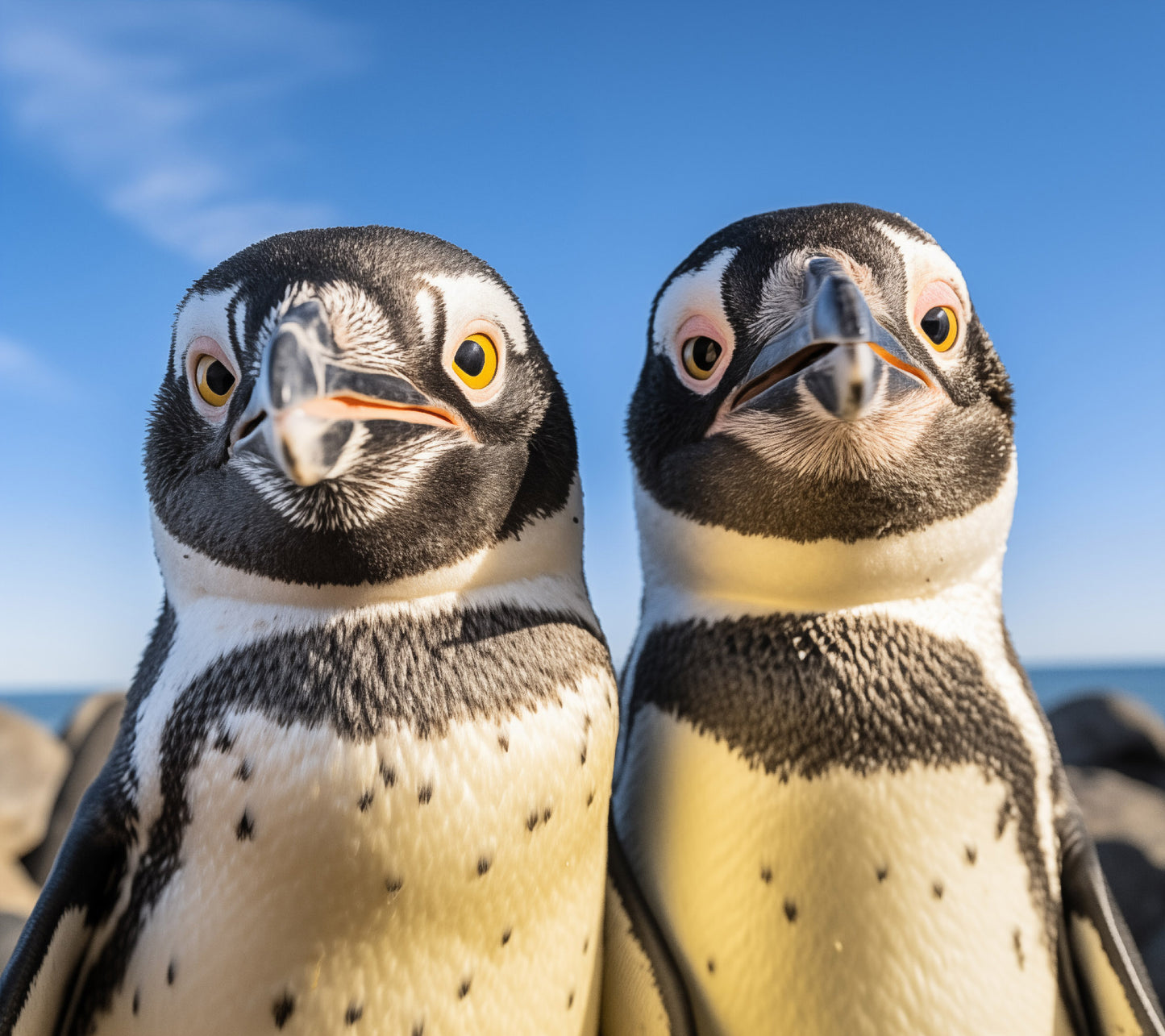 Twin Beaks Penguins Photorealism - Digital Artwork Loose Art Print