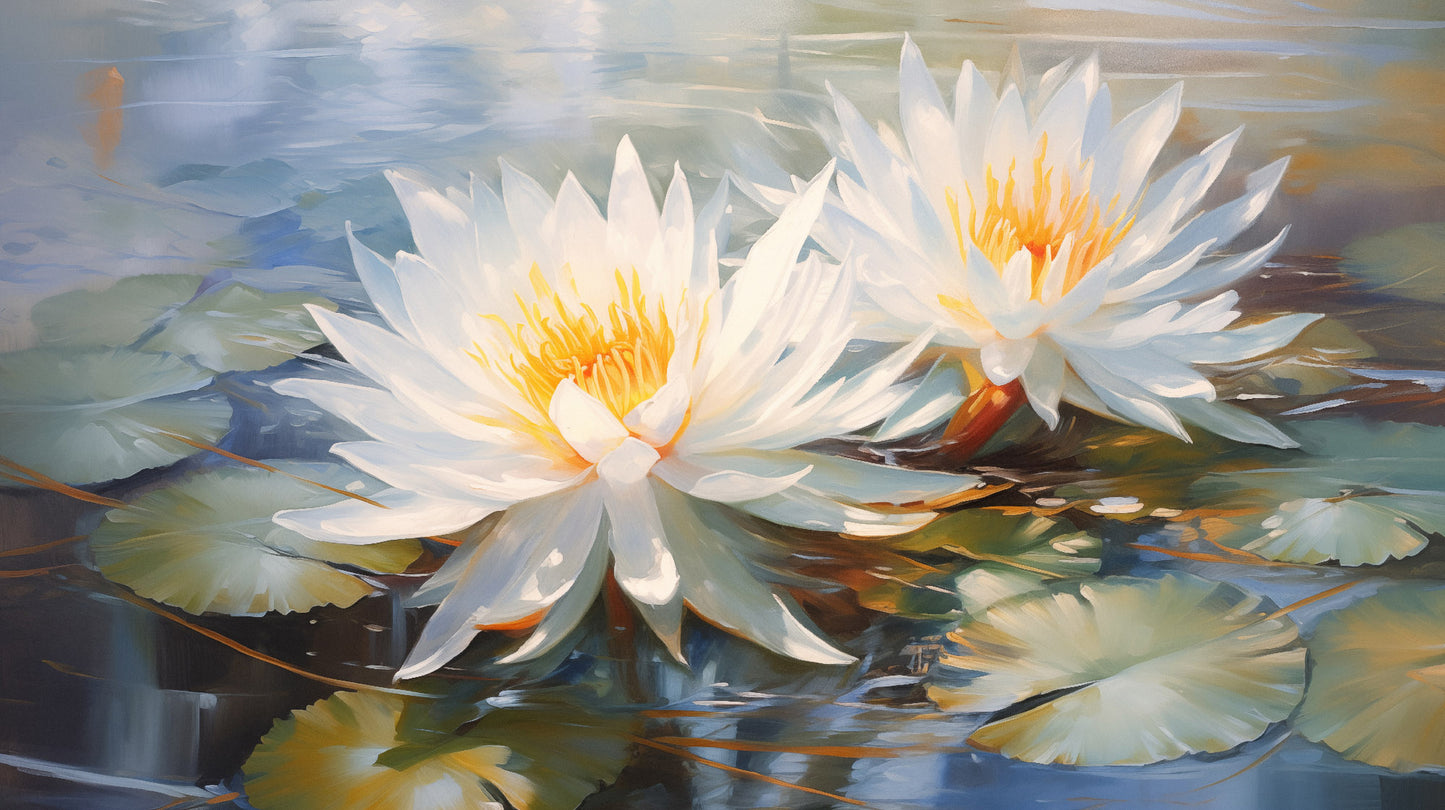 Twin Tranquility Oil Painting - Digital Artwork Loose Art Print