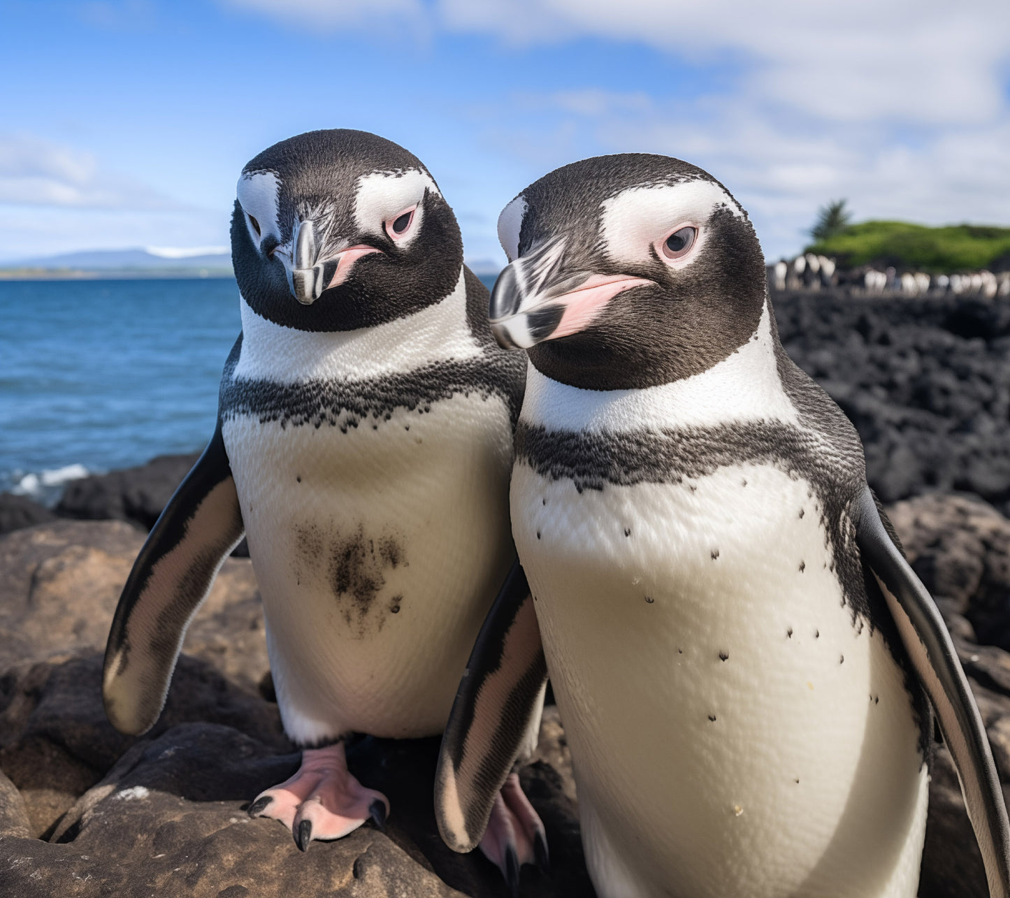 Two of a Feather Penguins Photorealism - Digital Artwork Loose Art Print