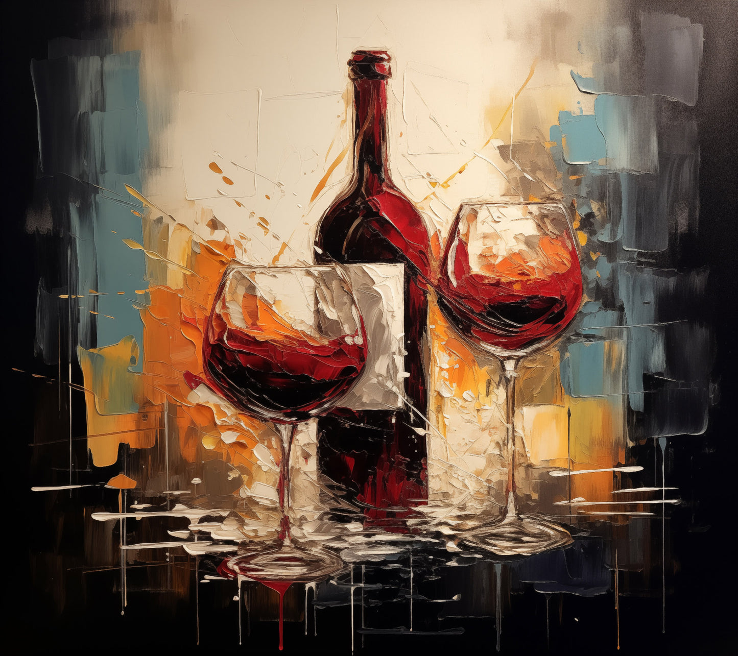 Uncorked Happiness Abstract Painting Digital Artwork Loose Art Print