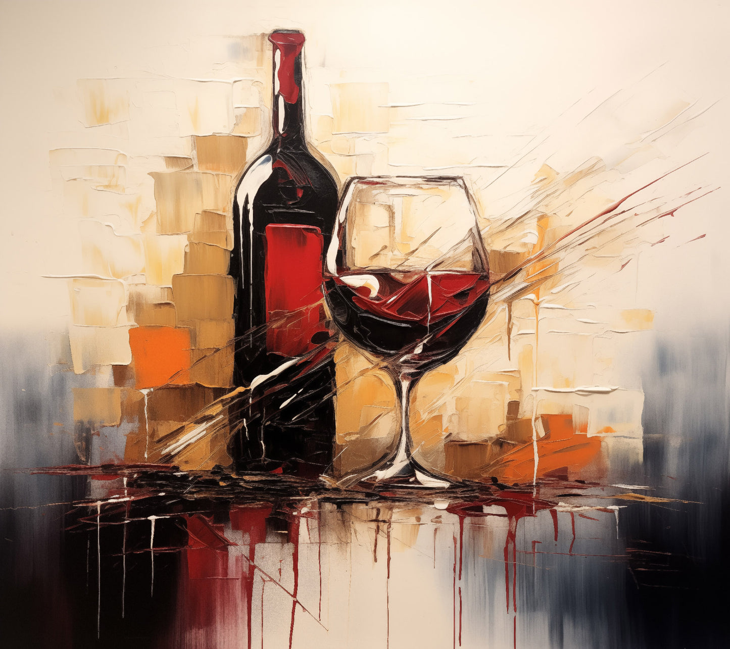 Vino Vibes Abstract Painting Digital Artwork Loose Art Print