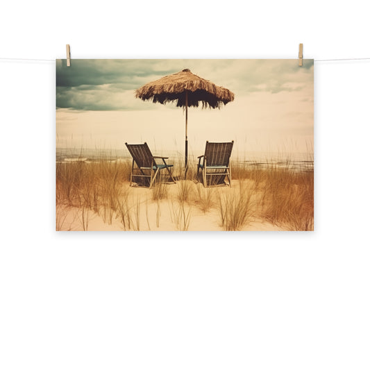 Vintage Coastal Wall Art: A Moment's Respite Subdued Retro Coastal Photorealism - Digital Artwork Loose Print