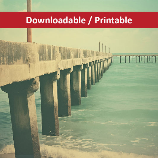 Vintage Paradise Subdued Retro Coastal Photorealistic Beach Picture DIY Downloadable and Printable Wall Art Prints