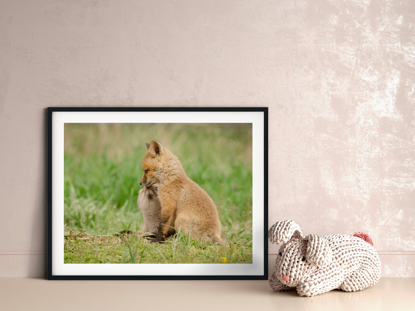 Baby Red Fox Sibling Kisses Wildlife Photo DIY Wall Decor Instant Download Print - Printable