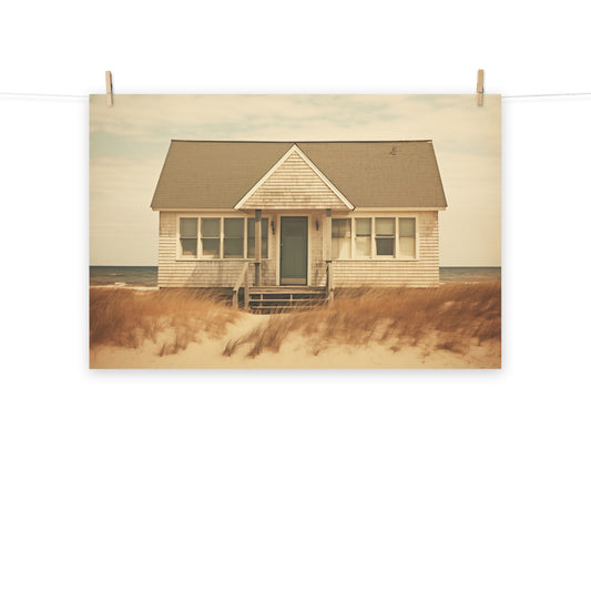 Wall Art Decor For Dining Room: Abandoned Beach House Subdued Retro Painting - Digital Artwork Loose Art Print