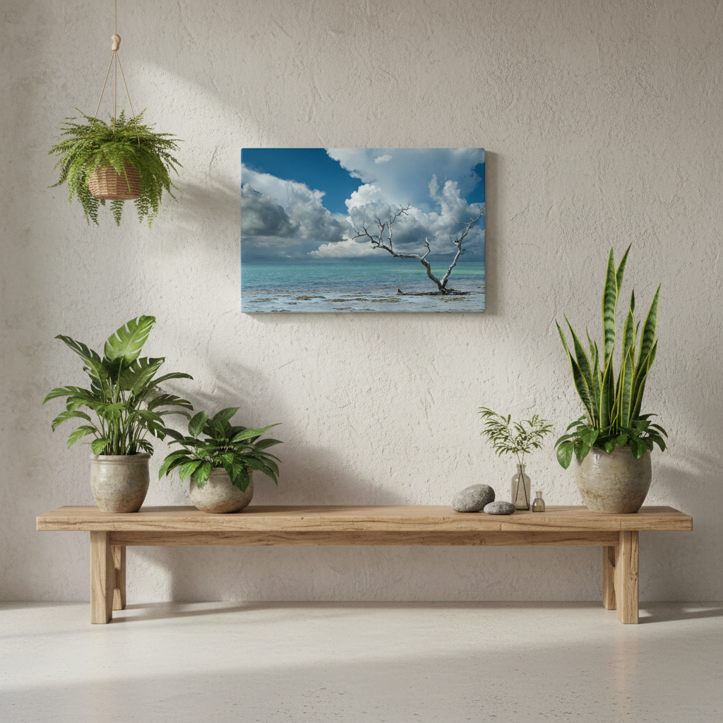 Wanderlust Color Landscape Photo Serene Wall Art Canvas in Biophilic Style Foyer