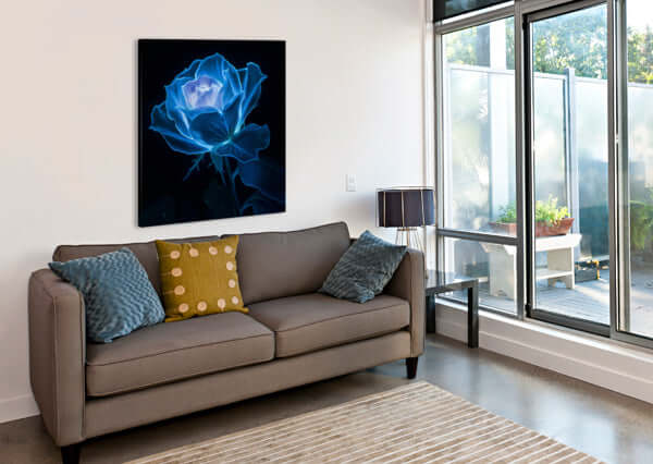 Whispers of Twilight Bioluminescent Rose on Black Background Downloadable / Printable Digital Artwork