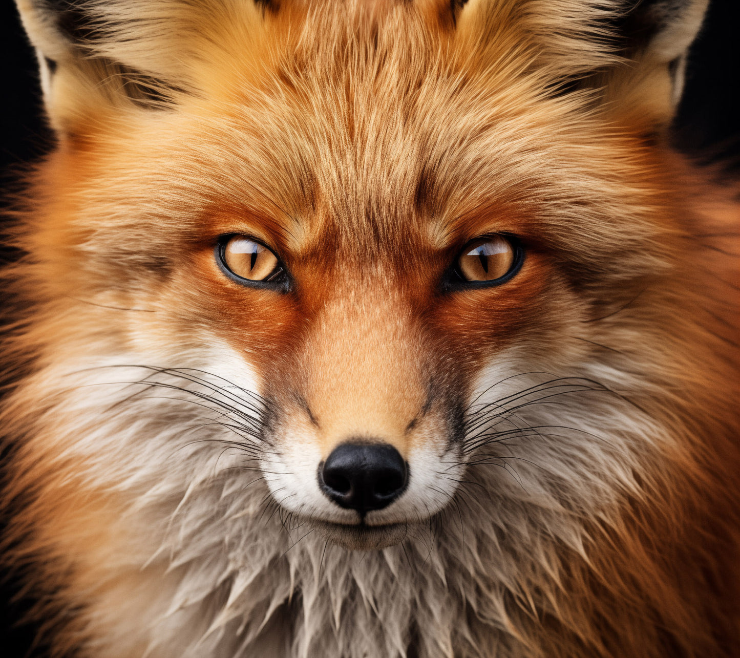 Wildfire Eyes Red Fox Portrait Photorealism - Digital Artwork Loose Art Print