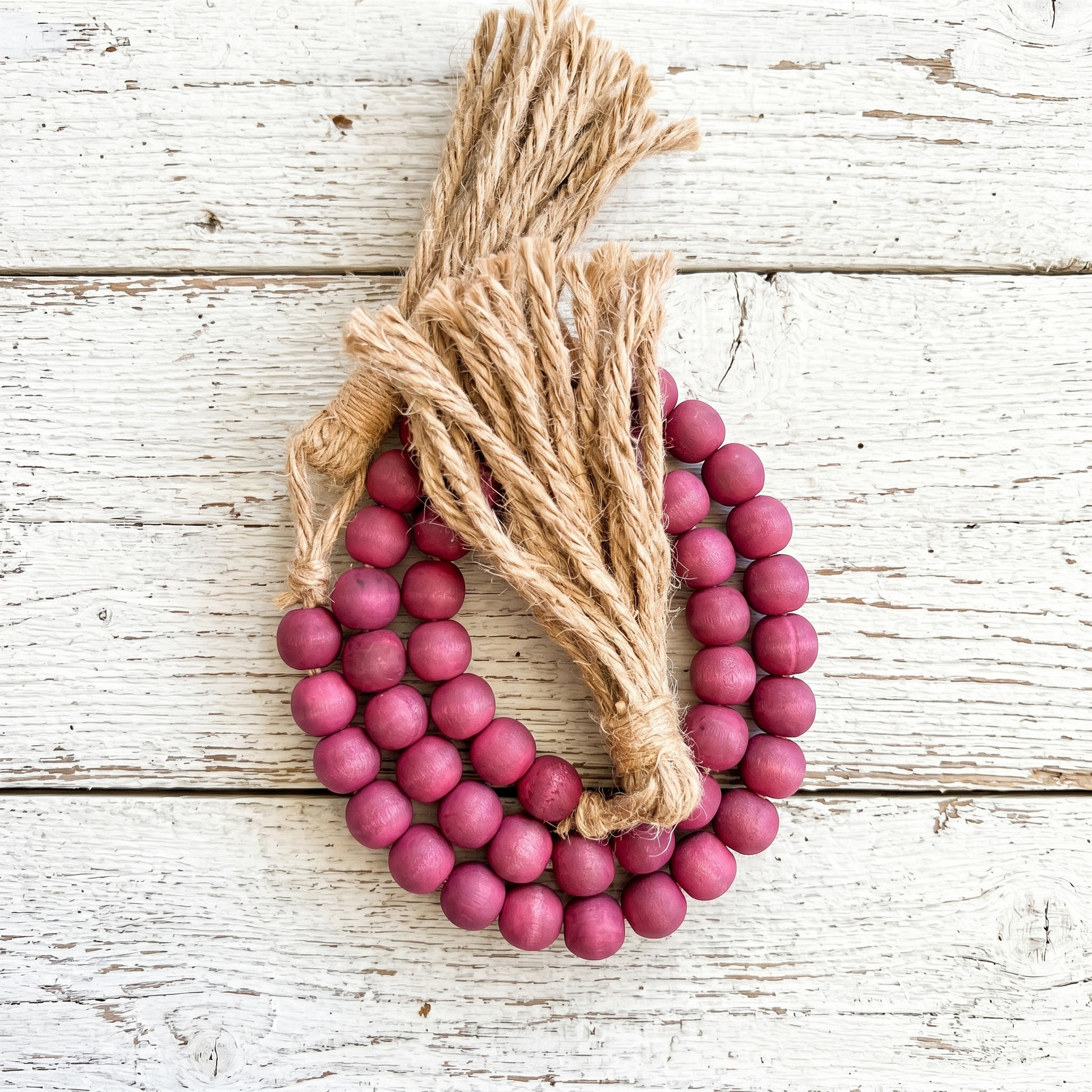 Wine Plum Wood Bead Garland (4) Eclectic Home Decor Accent Piece