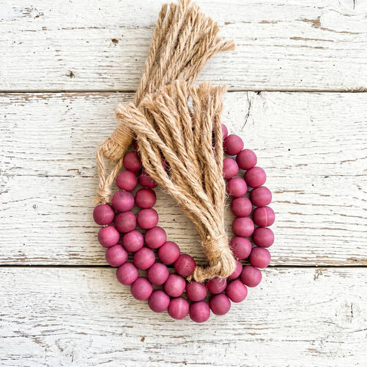 Wine Plum Wood Bead Garland (4) Eclectic Home Decor Accent Piece