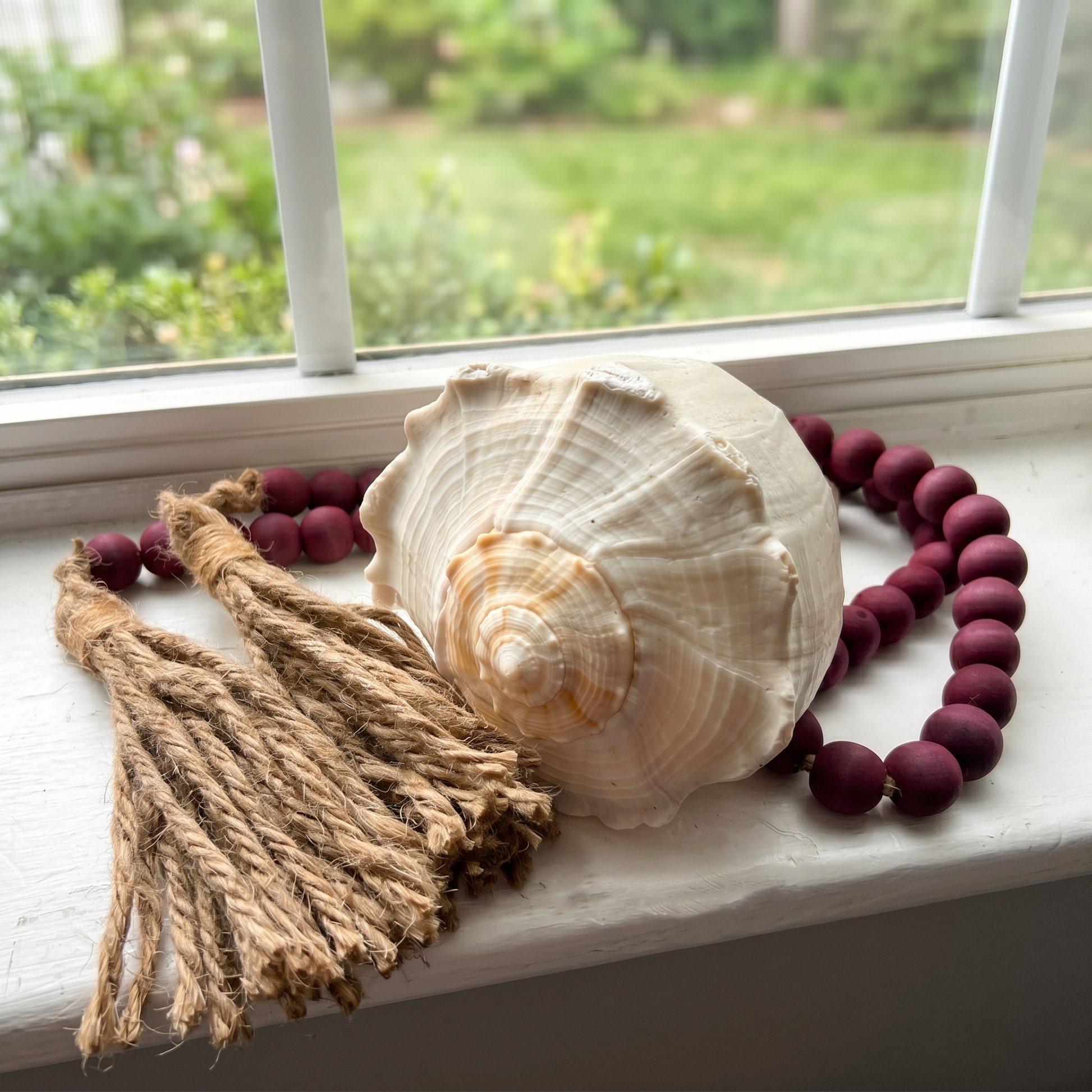Wine Plum Wood Bead Garland (8) Coastal Home Decor Accent