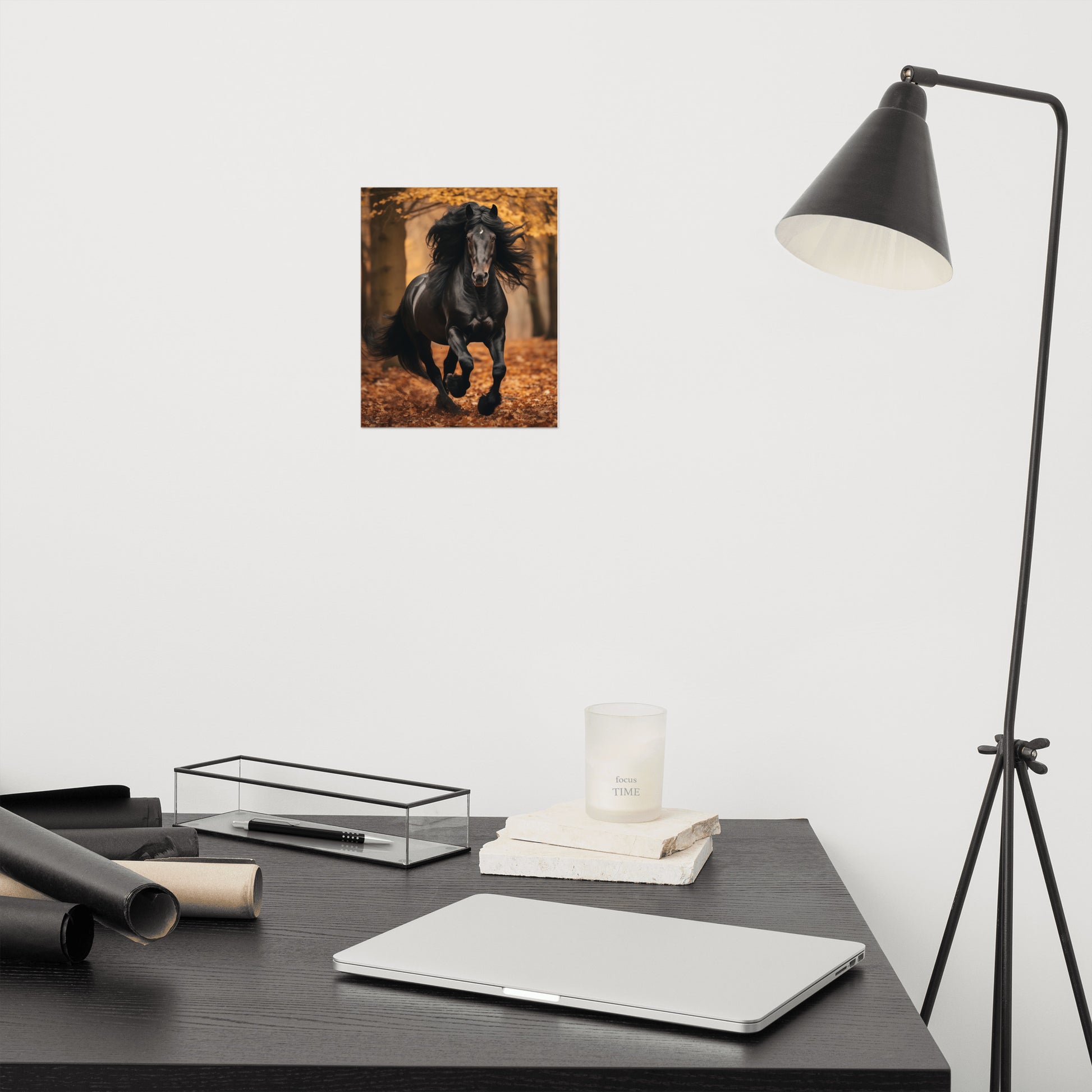 black horse art: A Brush with Freedom Rustic Wildlife Photorealism