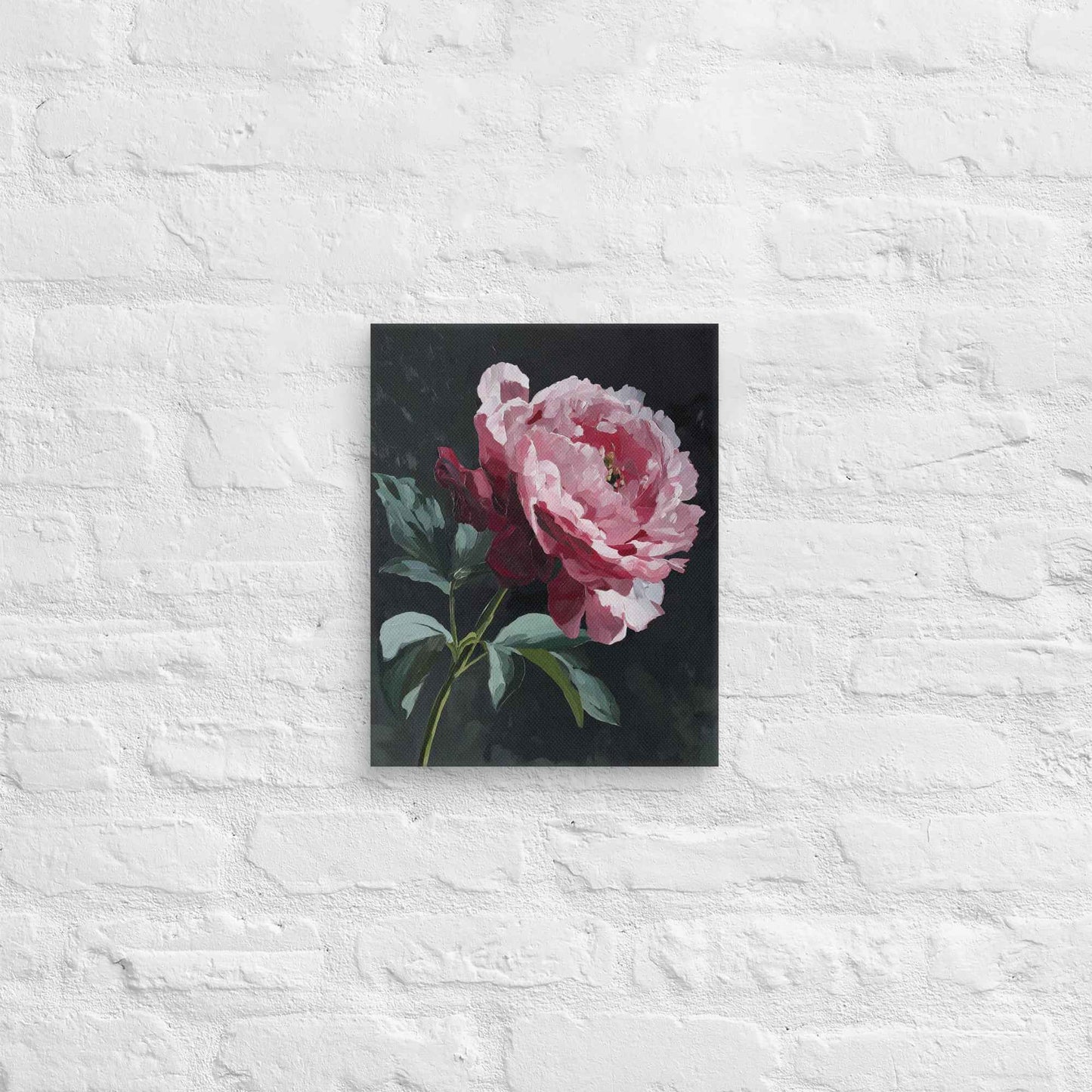 Peony Wall Art: A Soft Illumination Floral Nature Digital Artwork Canvas Wall Art Print