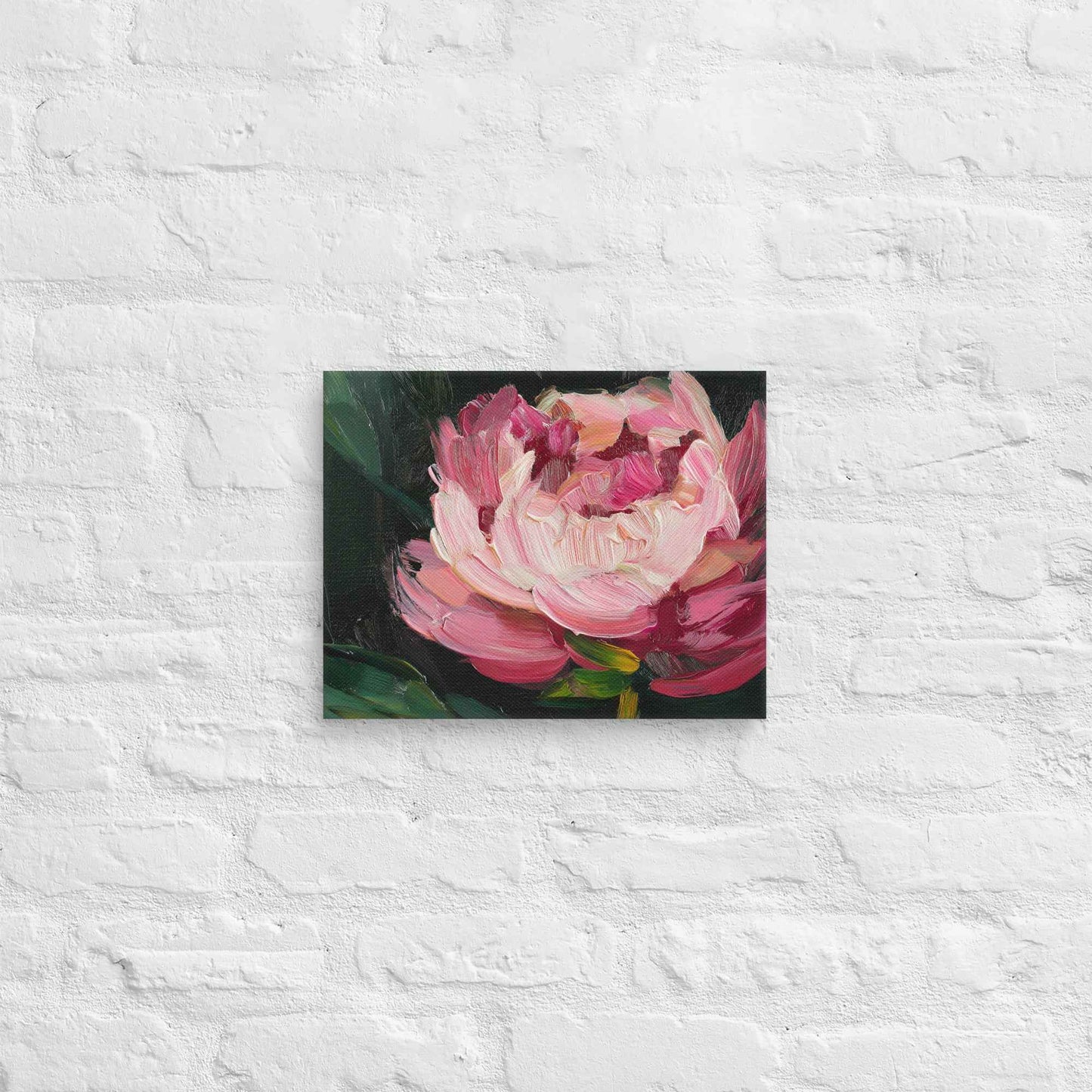 Midnight Magenta Digital Artwork Oil Painting Pink Peony Print Canvas Wall Art