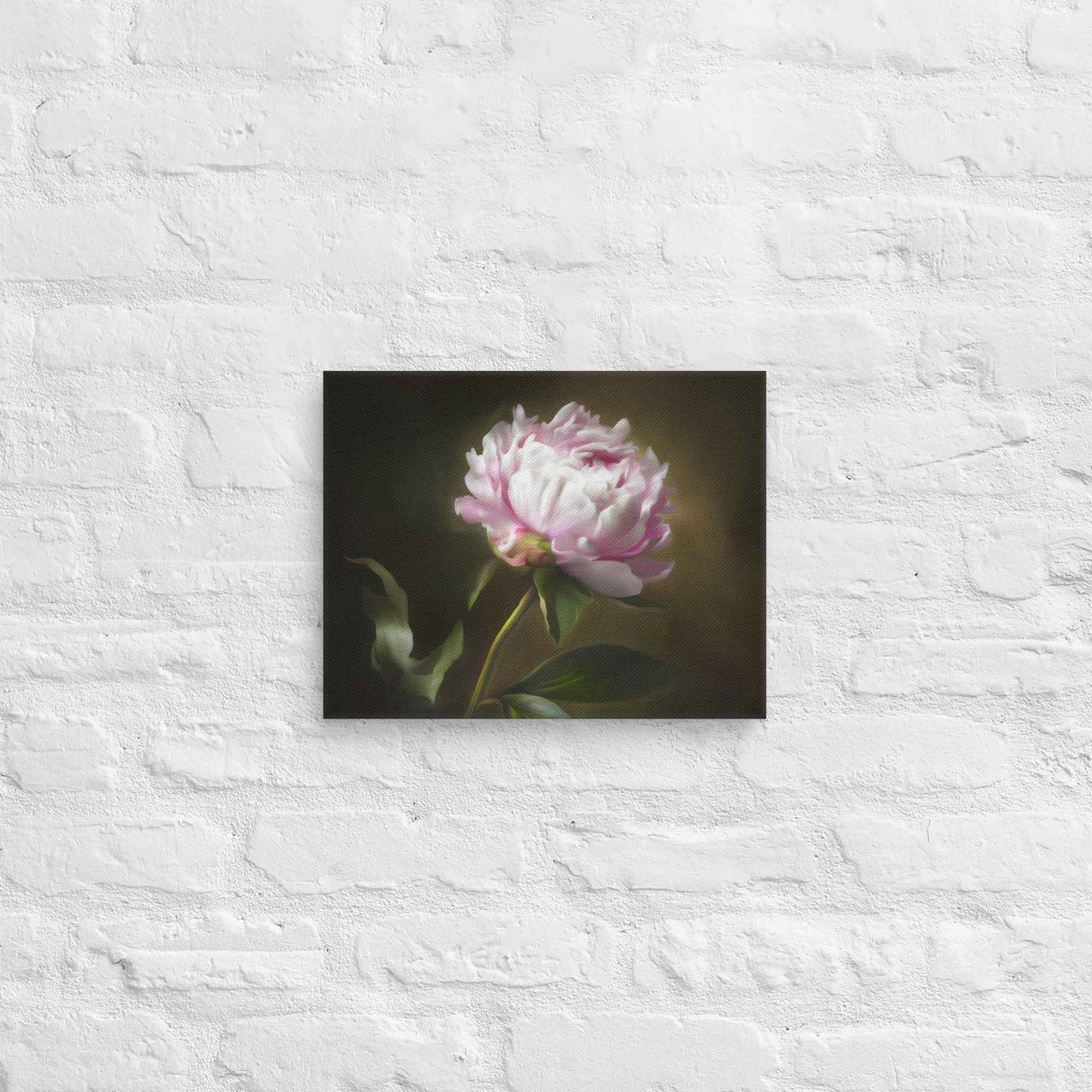 Midnight Radiance Floral Digital Artwork Peony Painting Canvas Wall Art Print