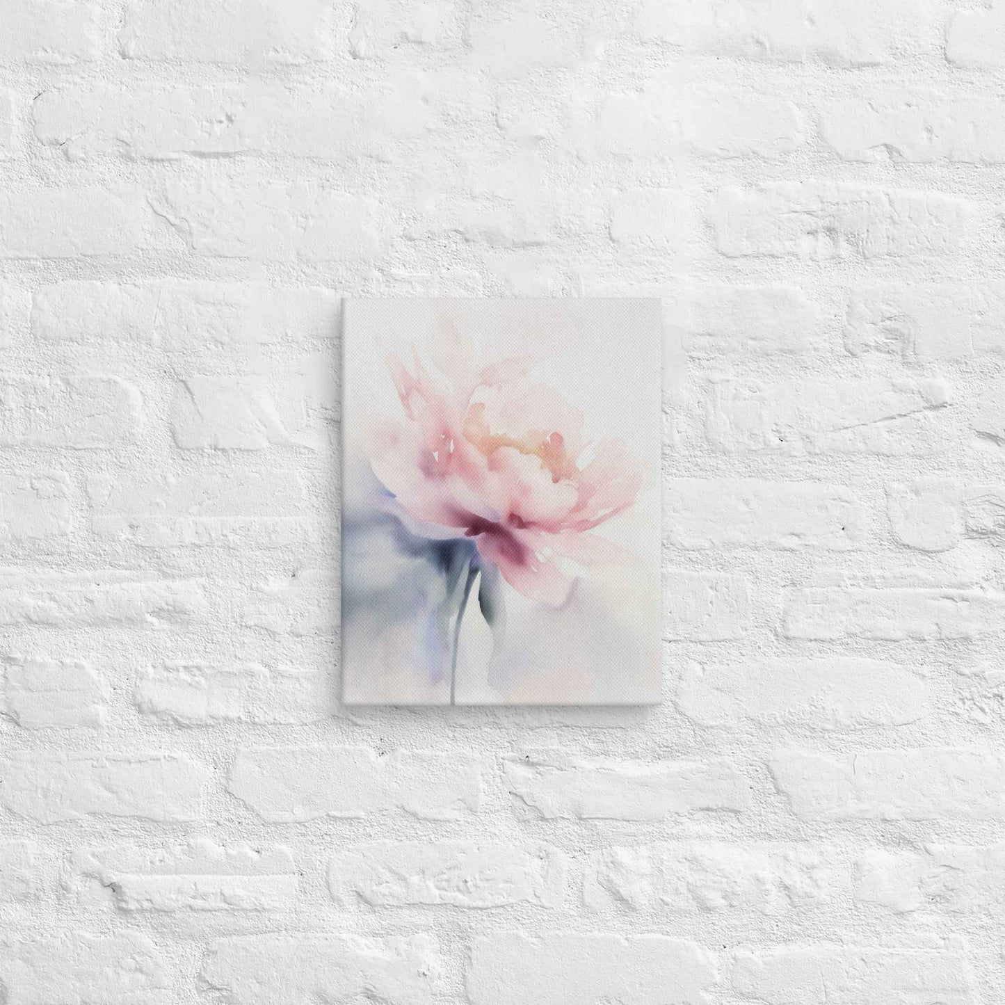 Quiet Grace Floral Digital Watercolor Painting Blush Peony Art Canvas Print