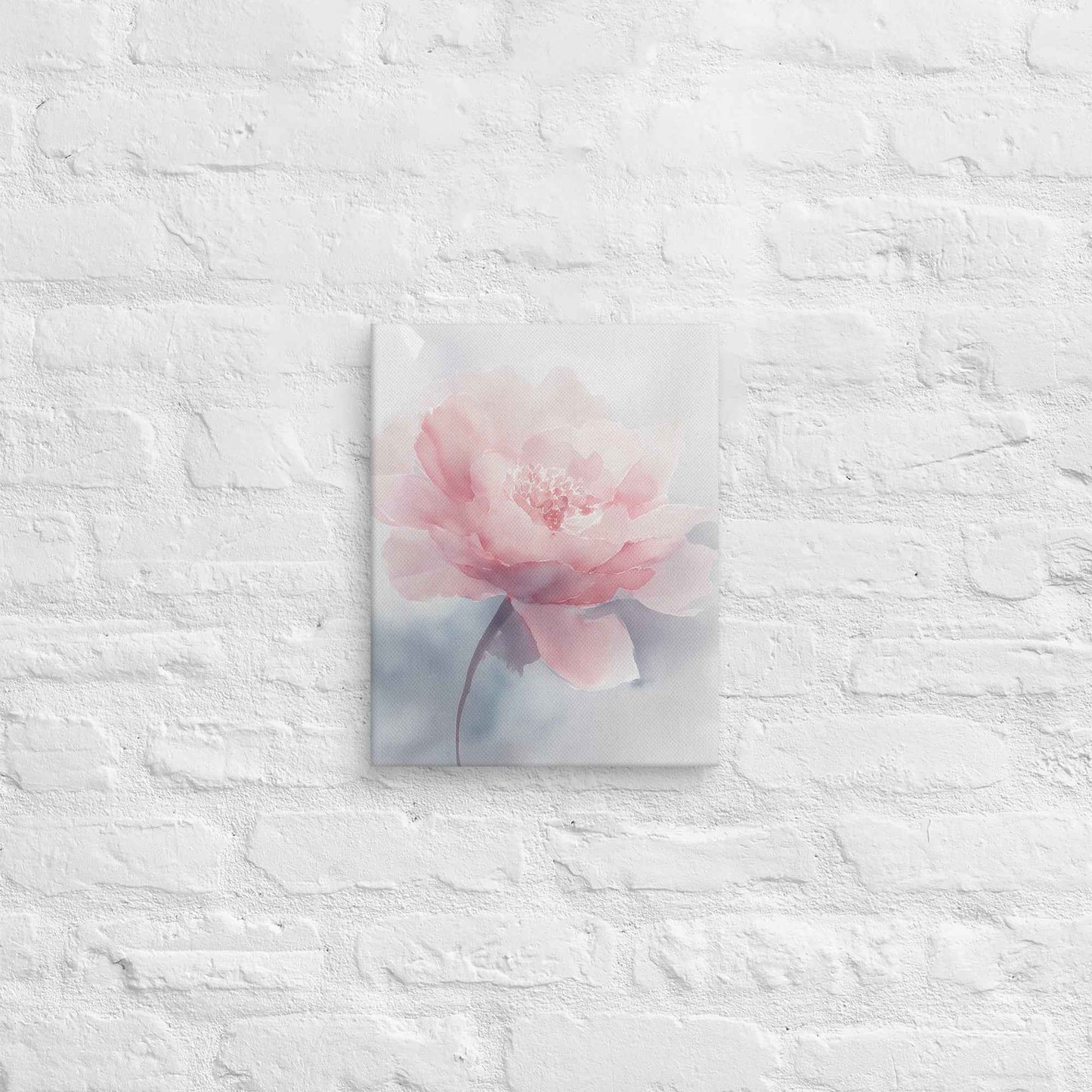 Soft Reflections Floral Digital Watercolor Painting Blush Peony Artwork Canvas Wall Art Print