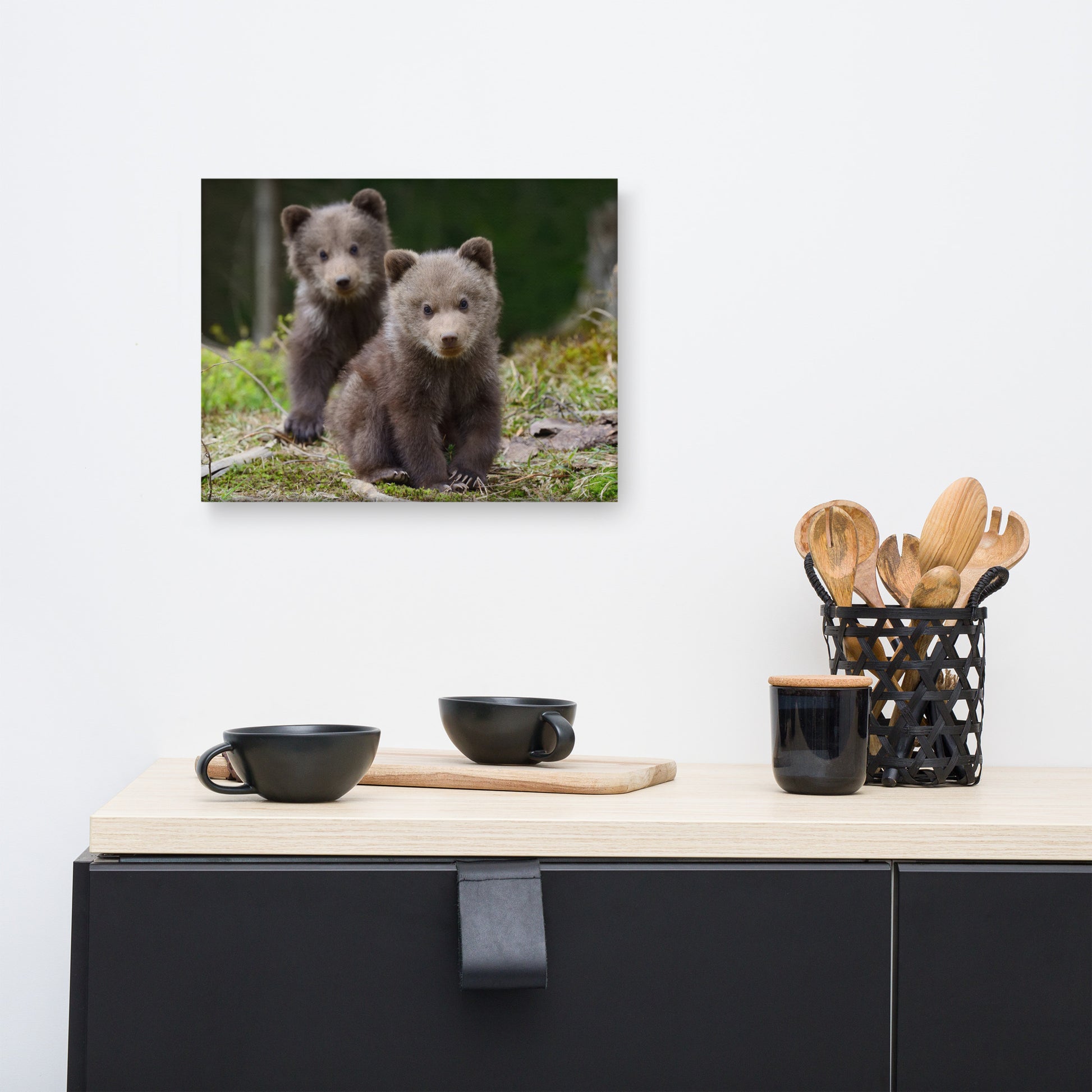 Nursery Wall Prints: Adorable Cubs In The Trees - Wildlife / Animal / Nature Photograph Canvas Wall Art Print - Artwork