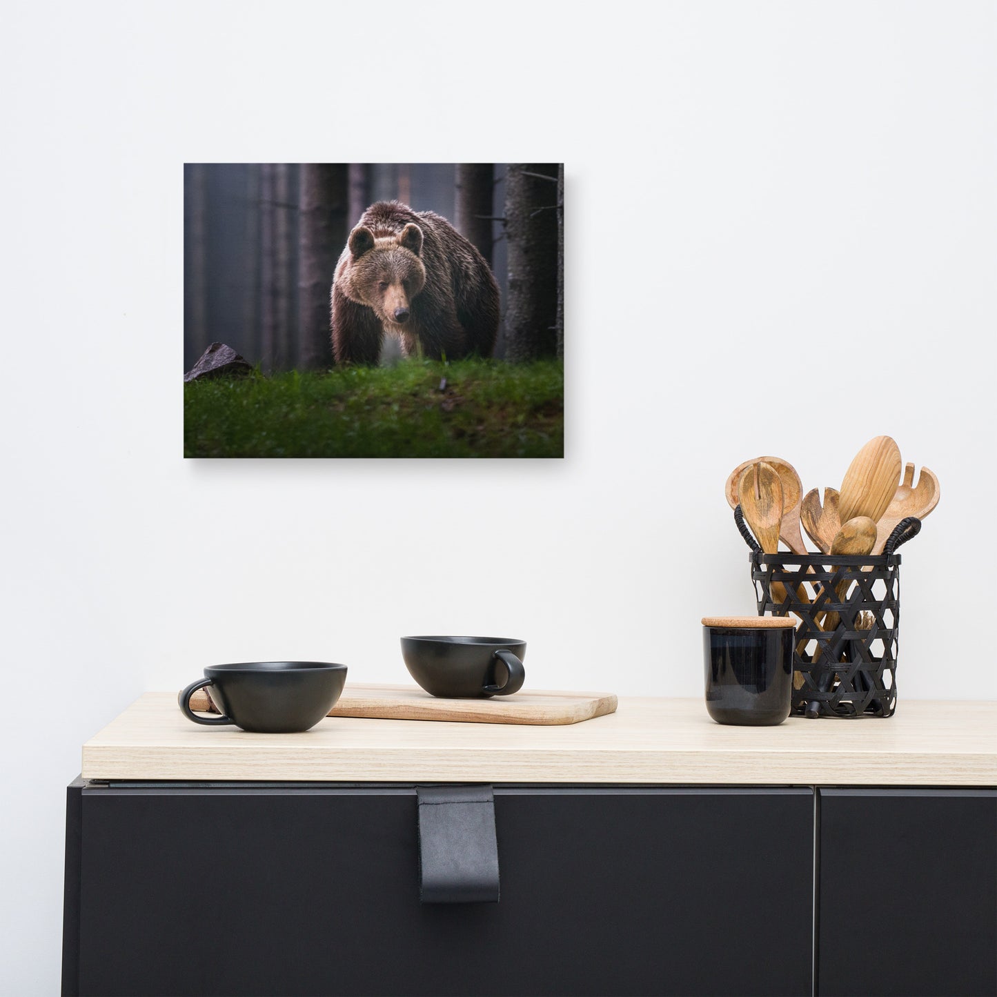 Brown Bear Walking Through Forest Animal Wildlife Photograph Canvas Wall Art Prints