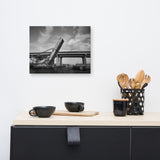 Train Drawbridge Jacksonville Black and White Cityscape Photo Canvas Wall Art Print