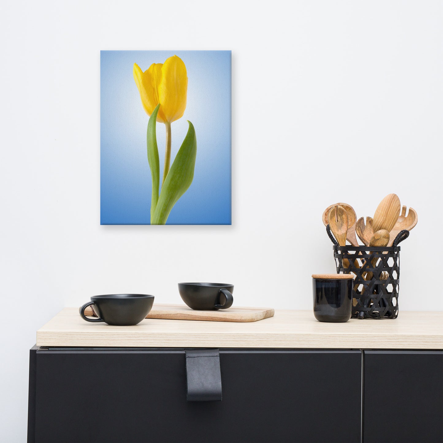 Yellow Tulip Minimal Floral Botanical Nature Photo Canvas Wall Art Print
