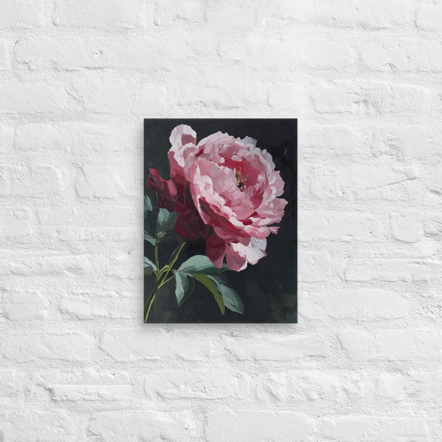 Peony Wall Art: A Soft Illumination Floral Nature Digital Artwork Canvas Wall Art Print